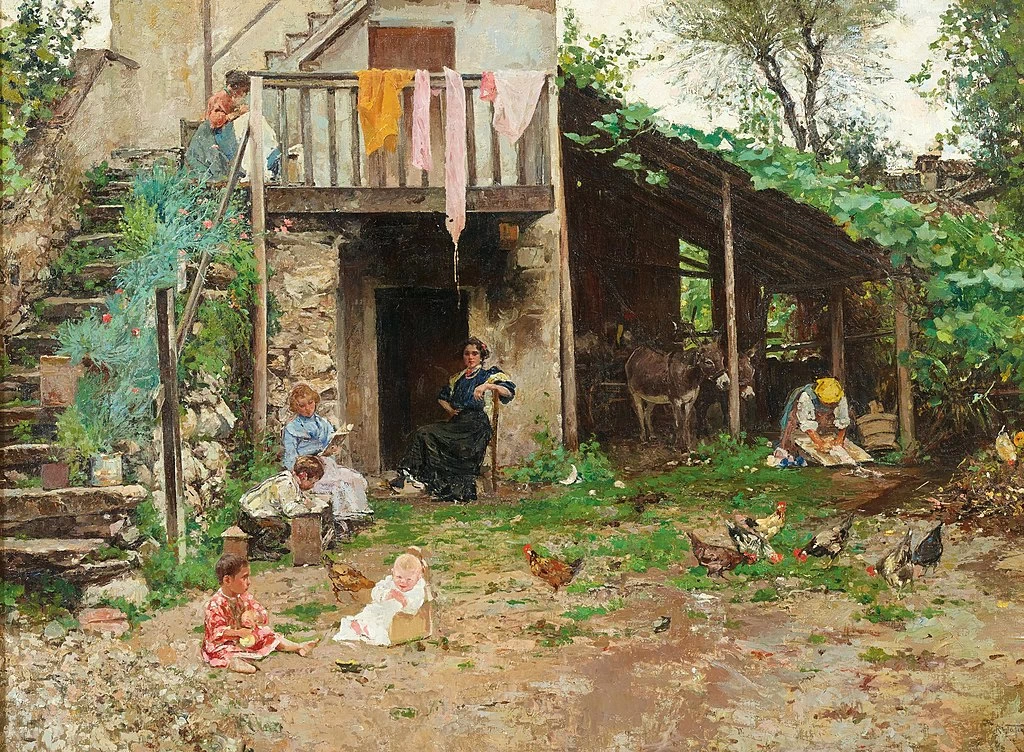 Interno di cortile con bambini
